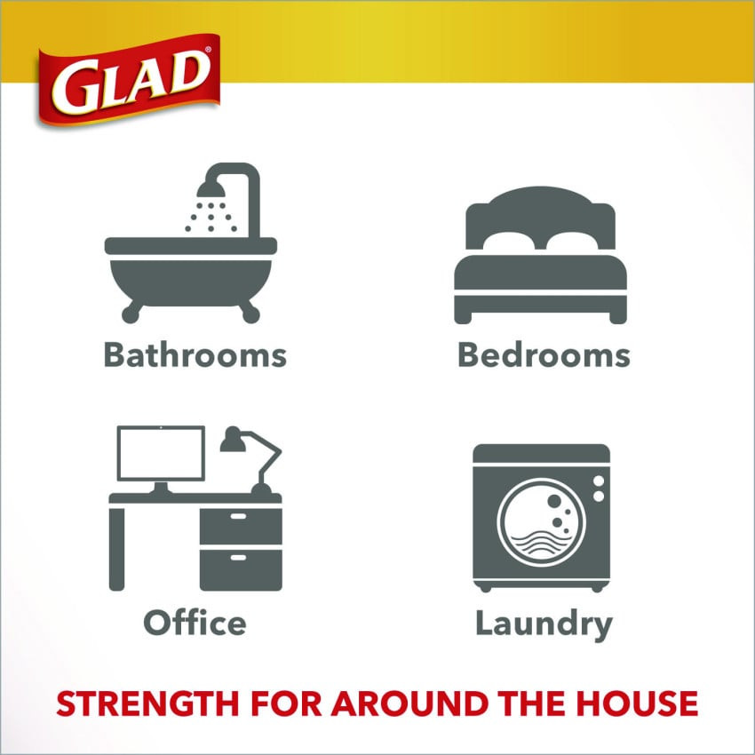 Glad OdorShield Quick-Tie Small Trash Bags, Tie-Flap, 4 gal, Fresh Clean Scent, 8" x 18", White, 26 Bags/Box, 6 Boxes/Carton (78812) thumbnail 5