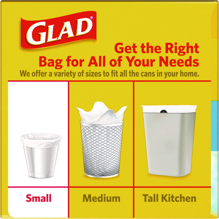 Glad OdorShield Quick-Tie Small Trash Bags, Tie-Flap, 4 gal, Fresh Clean Scent, 8" x 18", White, 26 Bags/Box, 6 Boxes/Carton (78812) thumbnail 4