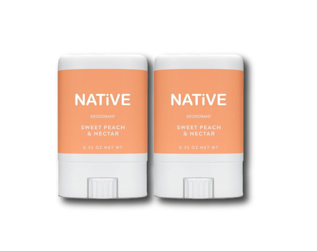 NAT-IVE Mini Deodorant Sweet Peach & Nectar Travel Size 0.35 oz. (2 Pack)