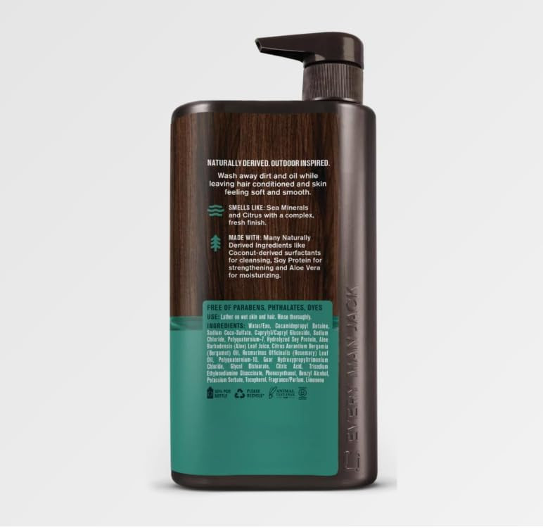 Every Man 3-in-1 Jack/Shampoo + Conditioner + Body Wash, Scent: SEA SALT (Sea Minerals and Citrus with a complex, fresh finish) - 28oz PUMP thumbnail 3
