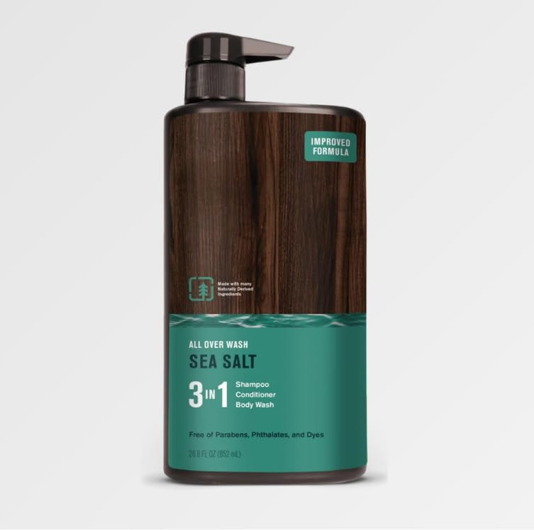 Every Man 3-in-1 Jack/Shampoo + Conditioner + Body Wash, Scent: SEA SALT (Sea Minerals and Citrus with a complex, fresh finish) - 28oz PUMP