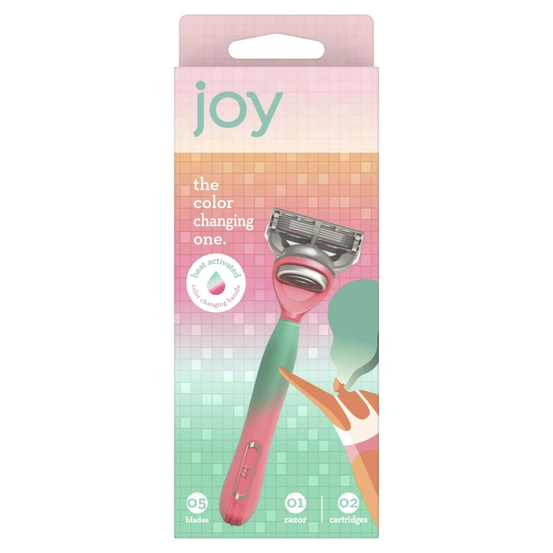 joy Female Razor Handle and 2 Blade Refill Cartridges, Color-changing thumbnail 4