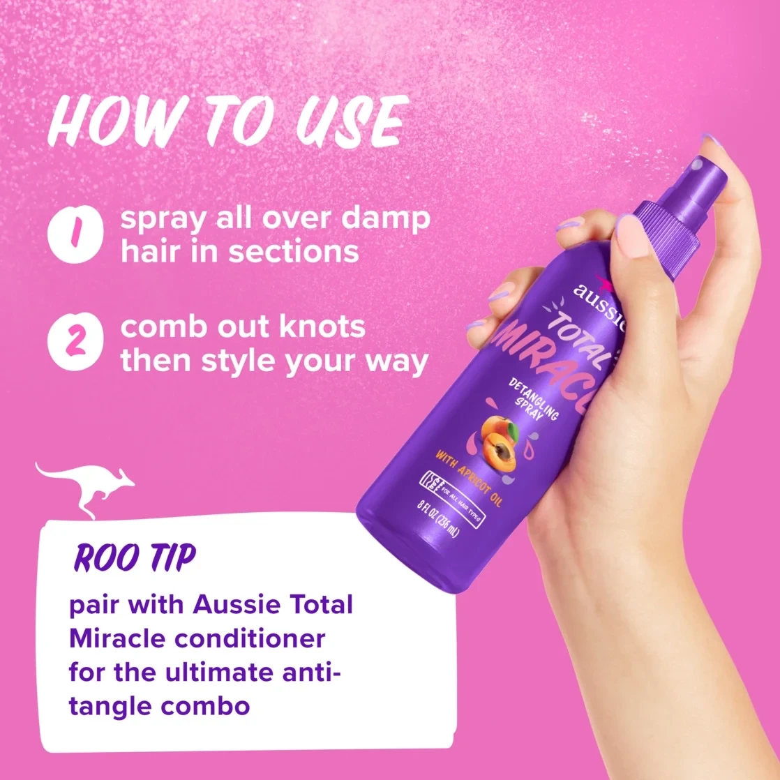 Newly Total Miracle Detangling Spray, for All Hair Types, Paraben Free, 8 fl oz (1 Pack, Packaging May Vary) thumbnail 5