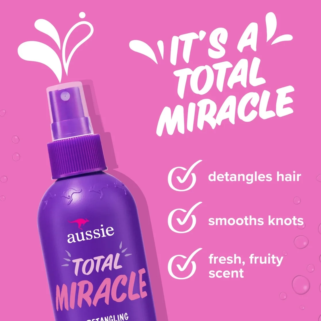 Aussie Total Miracle Hair Detangling Spray with Apricot Oil for All Hair Types, 8 fl oz thumbnail 5
