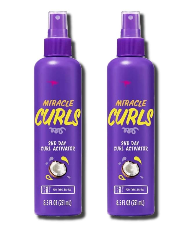 Aussie Miracle Curls 2nd Day Curl Activator Spray Gel, 8.5 fl oz (2 Pack)