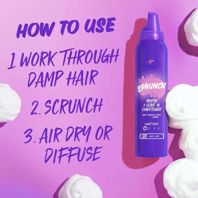 Aussie Sprunch Mousse & Leave-in Conditioner for Curly & Wavy Hair, Unisex, 6 oz thumbnail 2