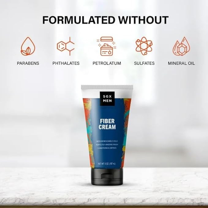 SGX-NYC Men's Fiber Cream for All Hair Types, Medium Hold Hair Styling Product, 5 oz, (Pack 1) thumbnail 2