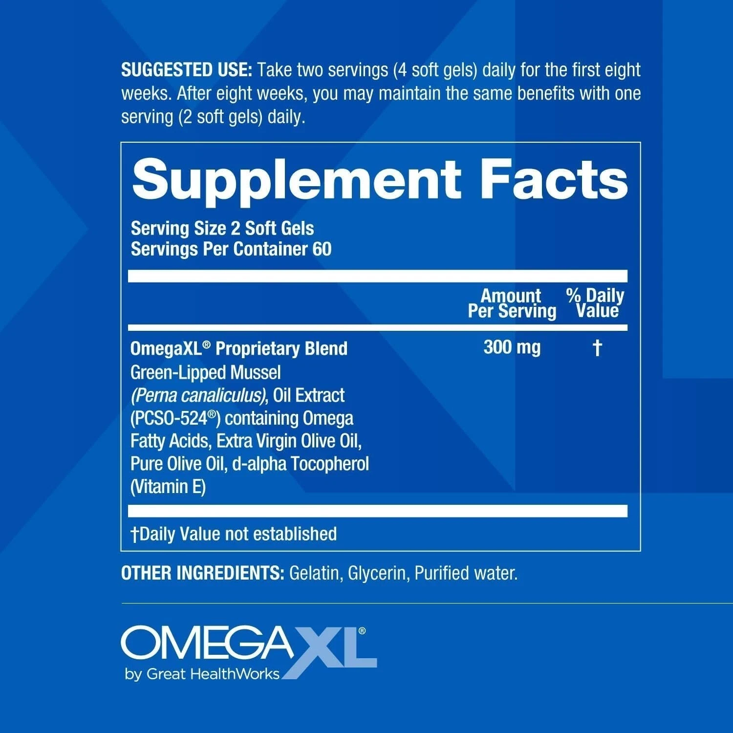 Omega XL 120 Capsules - Green Lipped Mussel Omega-3 Joint Relief Supplement USA thumbnail 2