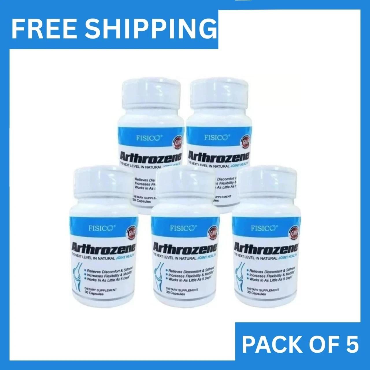 5x Arthrozene by Fisico â€“ Natural Joint Health Supplement | 150 Capsules Total