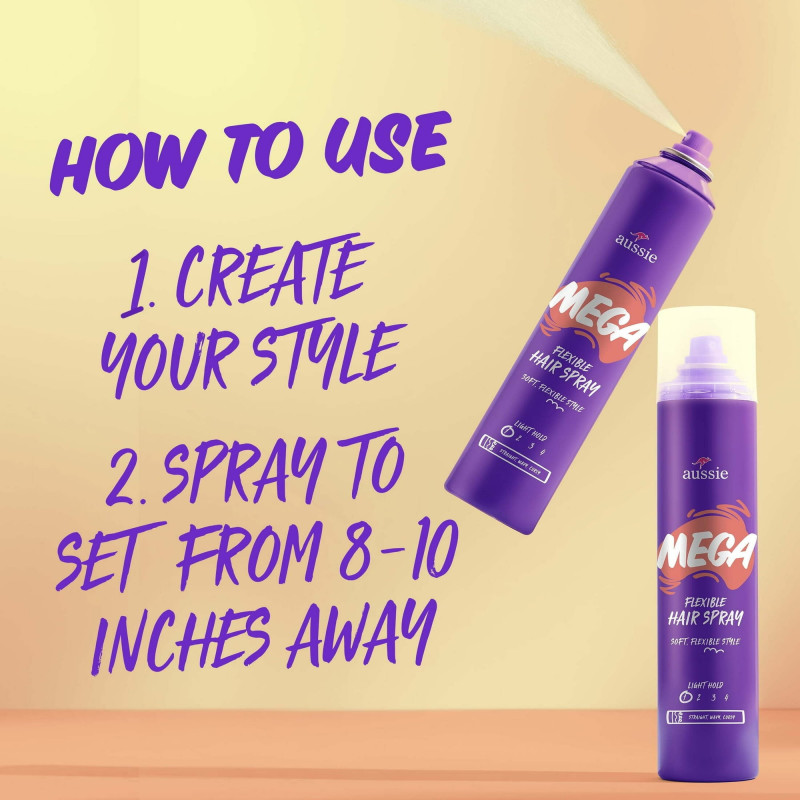 Aussie Mega Flexible Hair Spray for Curly Hair, Straight Hair, and Wavy Hair, 10 oz thumbnail 3