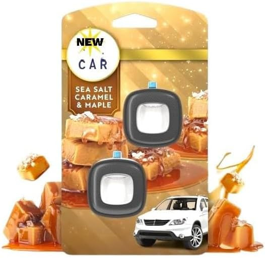 Febrezeâ€¯ Car Air Freshener, Odor Fighting Car Vent Clip, Sea Salt Caramel & Maple, 2 Count, pack 1