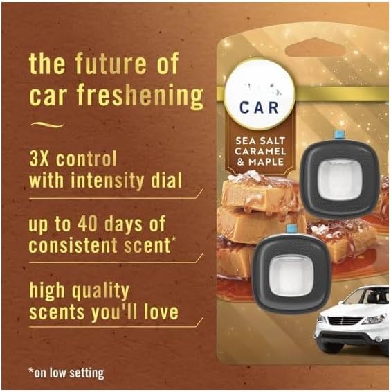 Febrezeâ€¯ Car Air Freshener, Odor Fighting Car Vent Clip, Sea Salt Caramel & Maple, 2 Count, pack 1 thumbnail 4