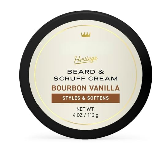 Beard & Scruff Cream, Bourbon Vanilla Scent, Moisturize & Condition Facial Hair 4oz