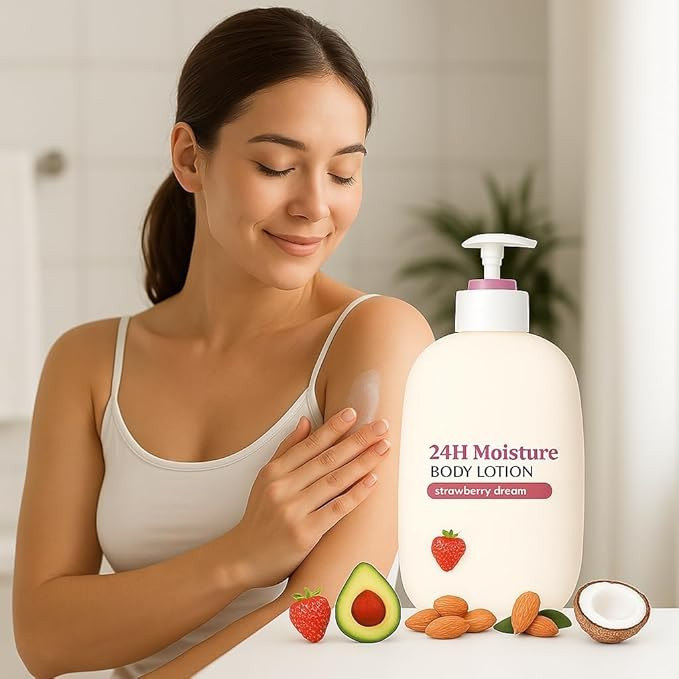 Strawberry Dream Scented Body Lotion â€“ Lightweight, Non-Greasy Moisturizer for Dry Skin with 24H Hydration, Vegan Formula, 16 fl oz (Pack of 1) thumbnail 3