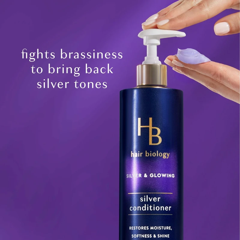 Hair Biology Silver and Glowing Purple Shampoo for Silver and Gray All Hair Types, 12.8 Fl Oz (Pack 1) thumbnail 2