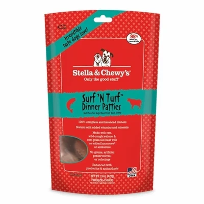 Stella And Chewys Dog Freeze-Dried Surf And Turf Patties 14oz.