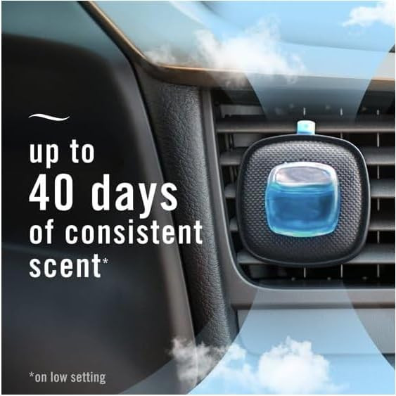 Febreze AUTO Car Air Freshener, Odor-Fighting Car Vent Clip, Leather, 2 Count thumbnail 2