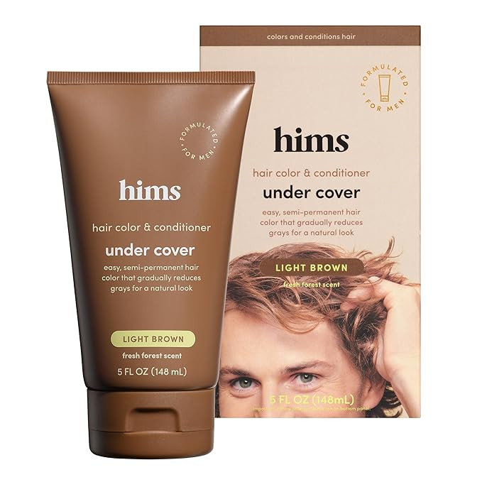 Hims Under Cover Hair Color & Conditioner for Men Semi Permanent Blends Grays, Light Brown, 5 fl oz