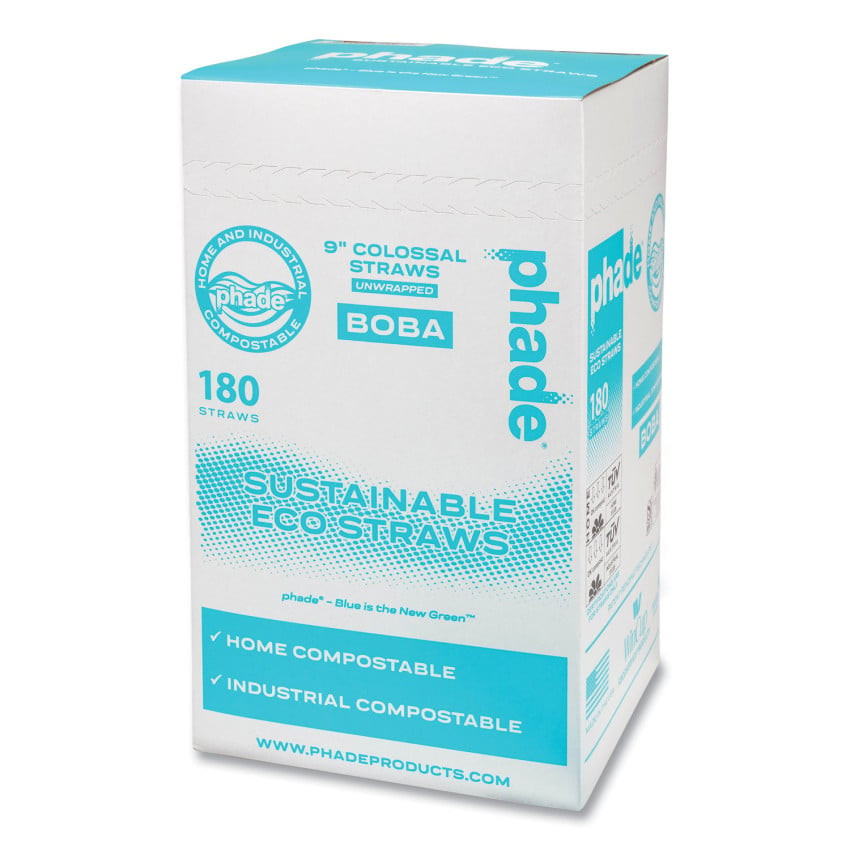 Phade Marine Biodegradable Straws, Boba Straws, 9", Ocean Blue, 720/Carton (511207) thumbnail 2