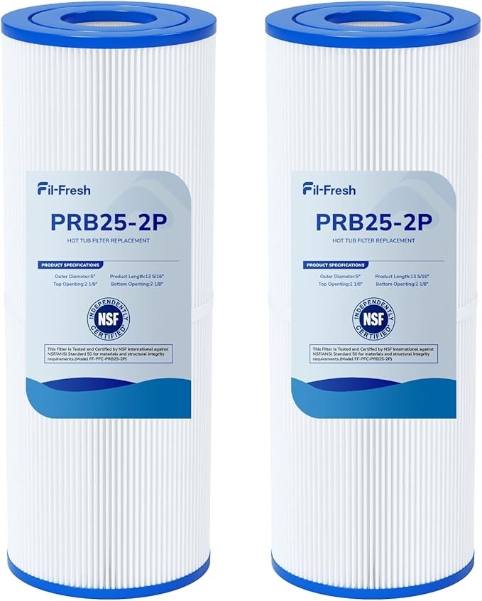 Fil-fresh 2-Pack 5x13 Drop-in Hot Tub Filter Replacement for Pleatco PRB25-IN, Compatible with Guardian 413-106, Unicel C-4326, Filbur FC-2375, FC-2370, 25 Sq. Ft. è¿™