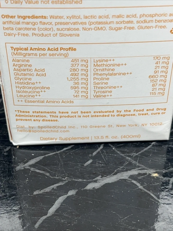 Spoiled Child E27 Mango EXTRA STRENGTH Liquid COLLAGEN new 13.5oz thumbnail 2
