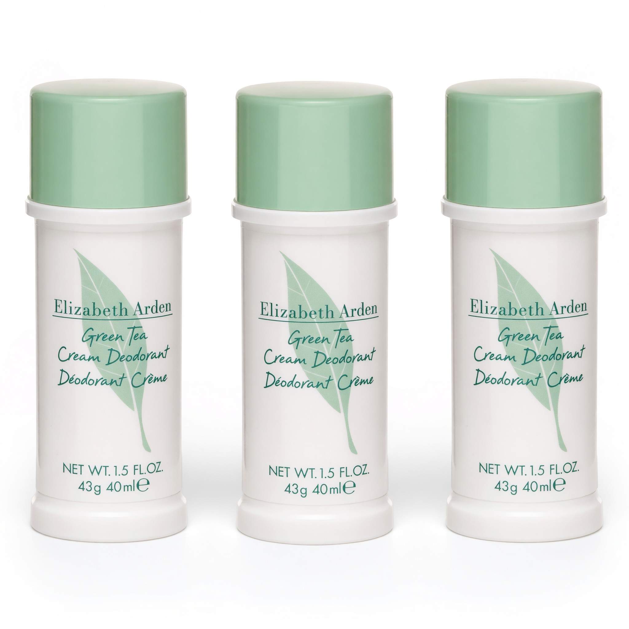 Green Tea by Elizabeth Arden, 3x1.5oz (4.5oz total) Cream Deodorant women