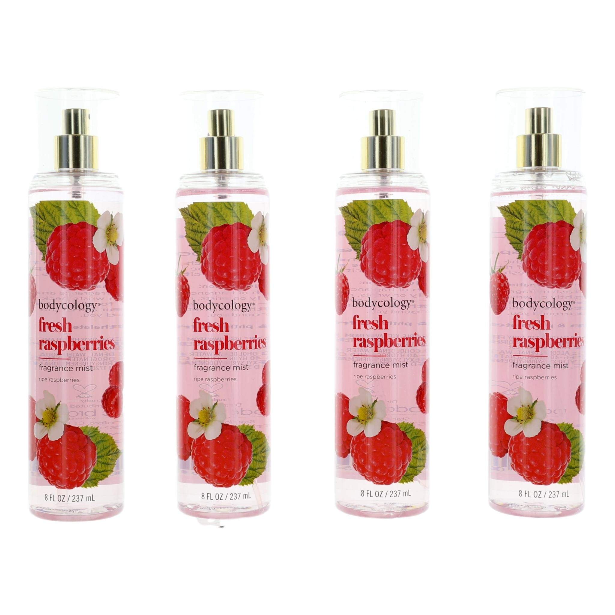 Fresh Raspberries by Bodycology, 4 Pack 8 oz Fragrance Mist for Women