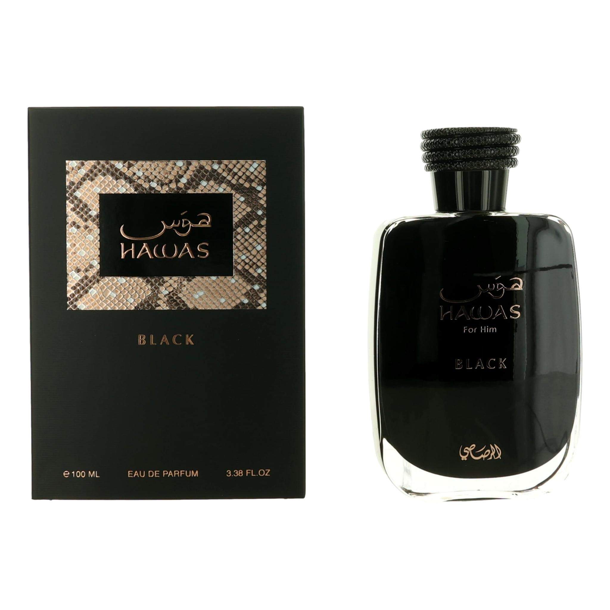 Hawas Black by Rasasi, 3.38 oz EDP Spray for Men