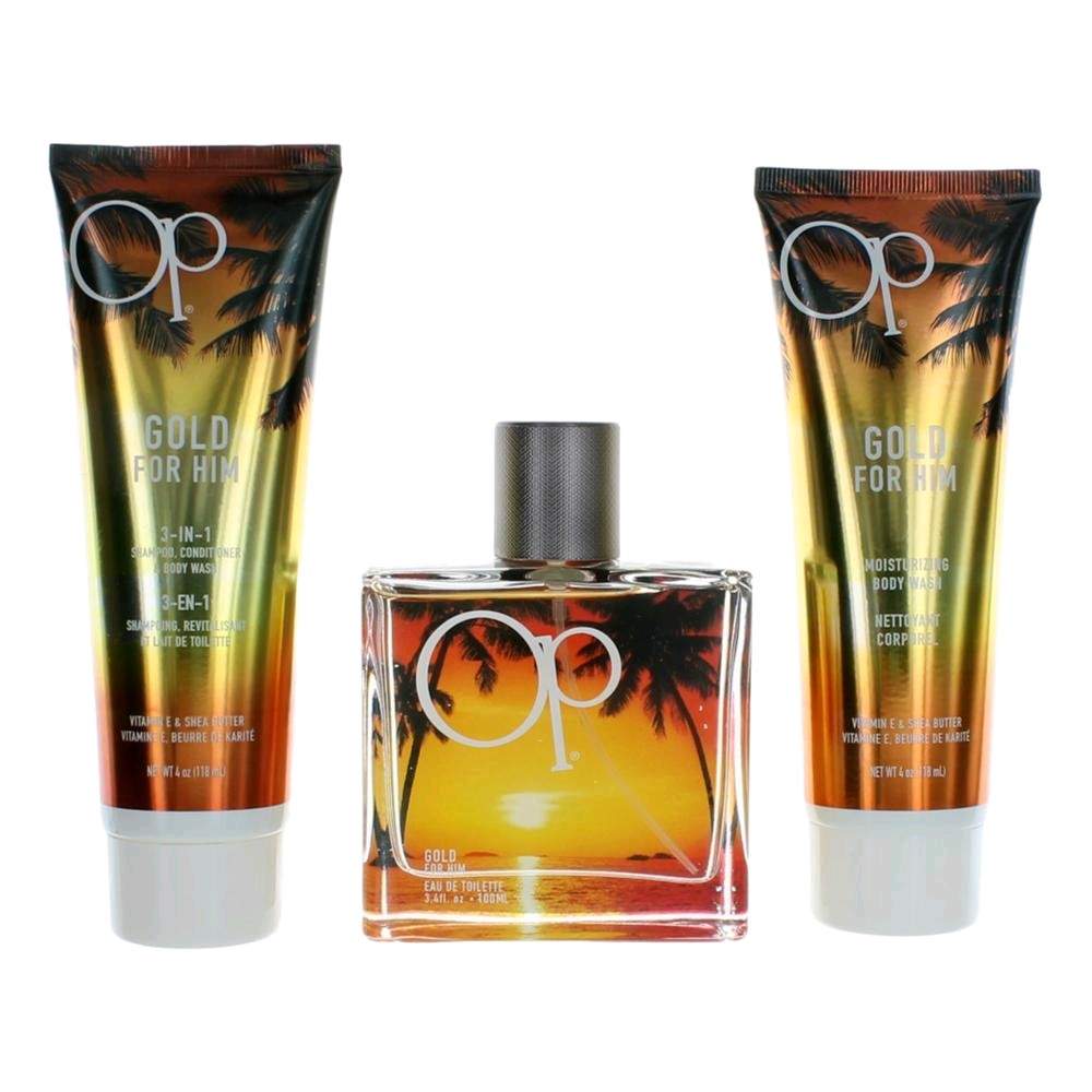 OP Gold by Ocean Pacific, 3 Piece Gift Set for Men