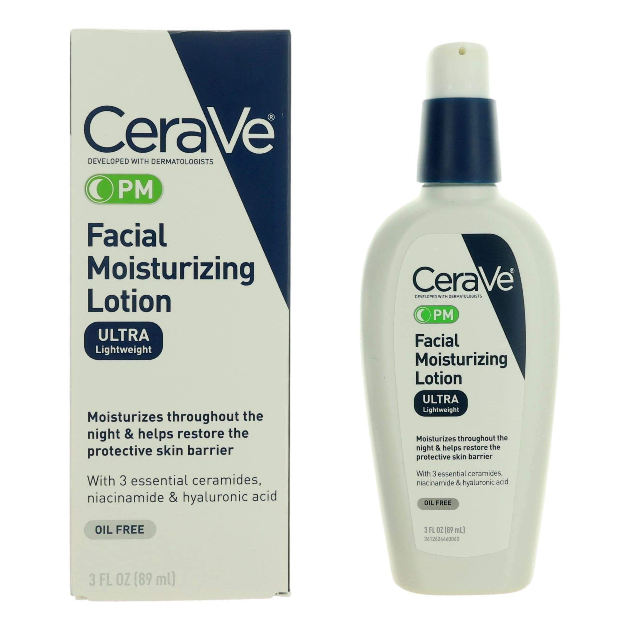 CeraVe Facial Moisturizing Lotion by CeraVe, 3oz Lightweight Night Moisturizer