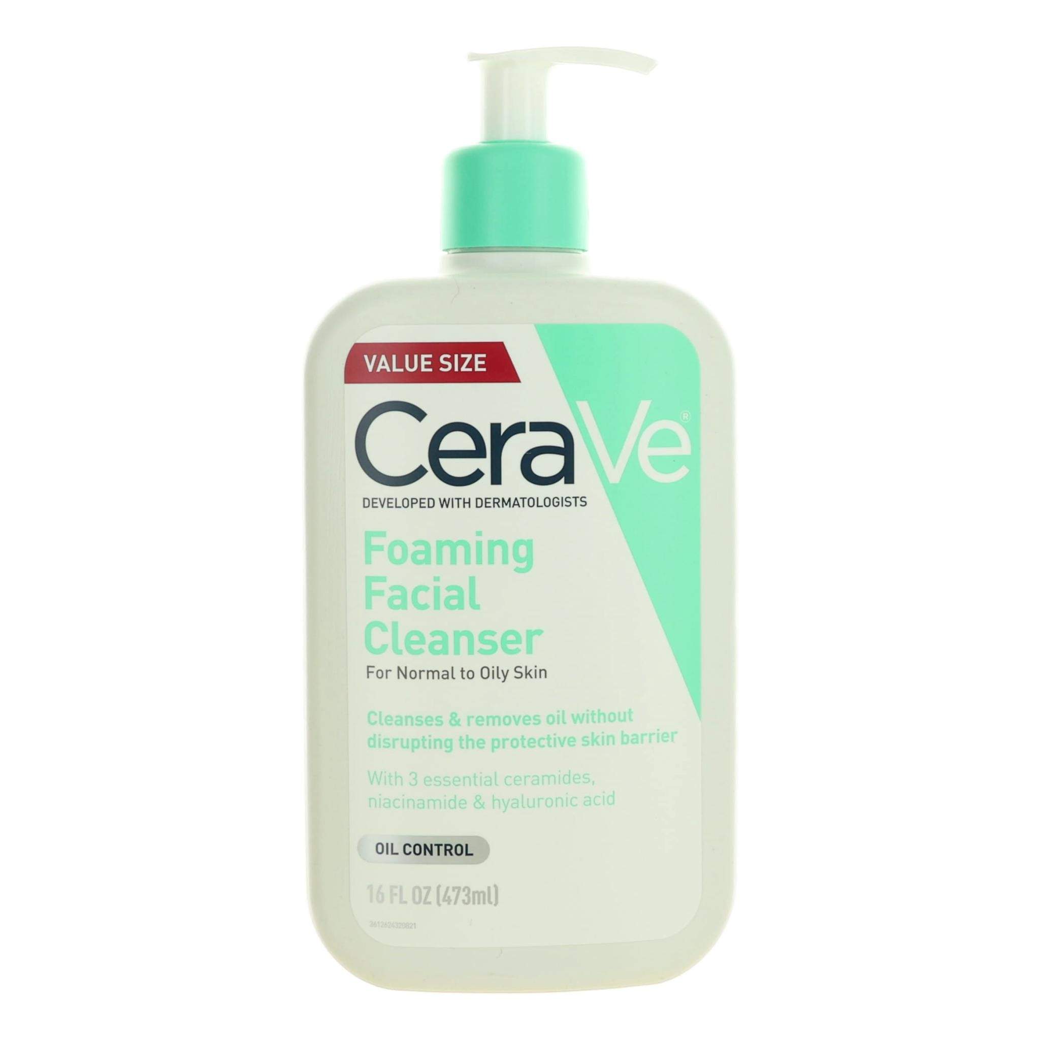 CeraVe Foaming Face Wash by CeraVe, 16oz Facial Cleanser for Normal to Oily Skin