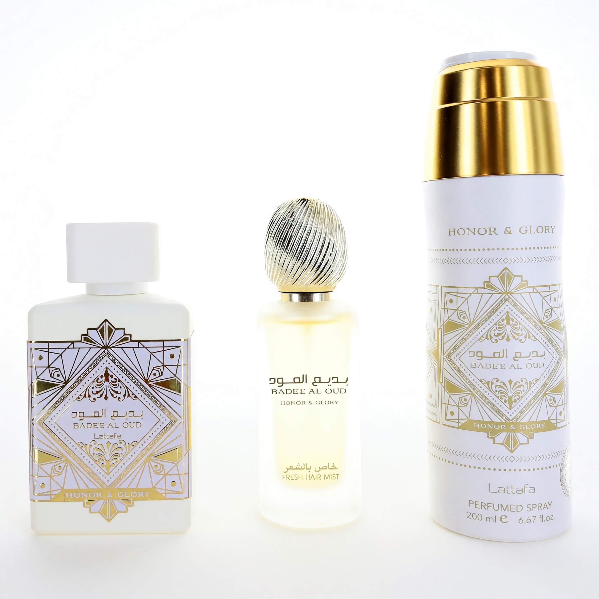 Bade'e Al Oud Honor & Glory by Lattafa, 3 Piece Gift Set for Unisex