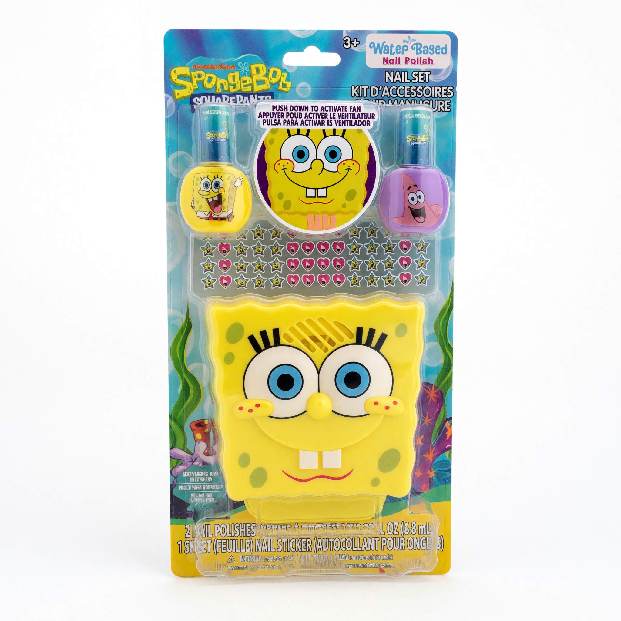 Spongebob Nail Set with Nail Dryer, 14 Piece Set for Kids