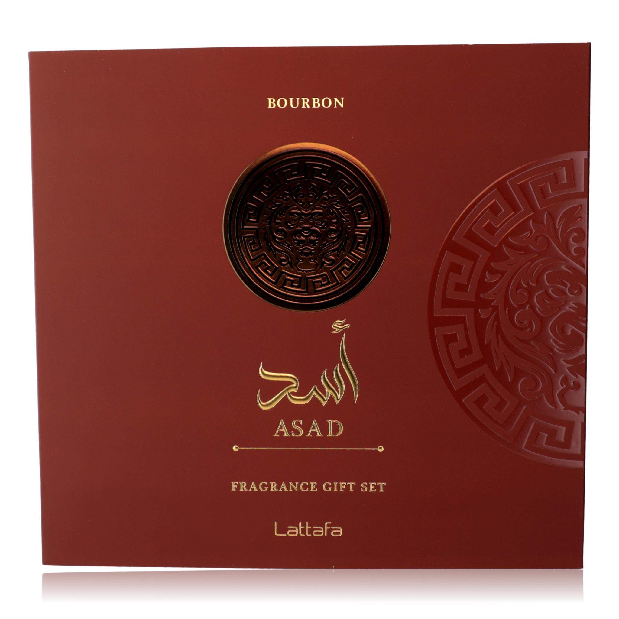 Asad Bourbon by Lattafa, 3 Piece Gift Set for Men