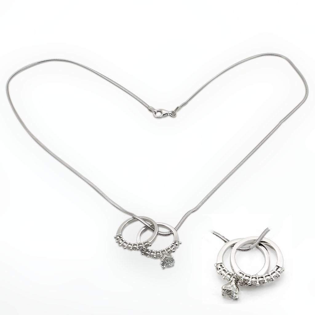 LOS144 - Rhodium 925 Sterling Silver Pendant with AAA Grade CZ  in Clear