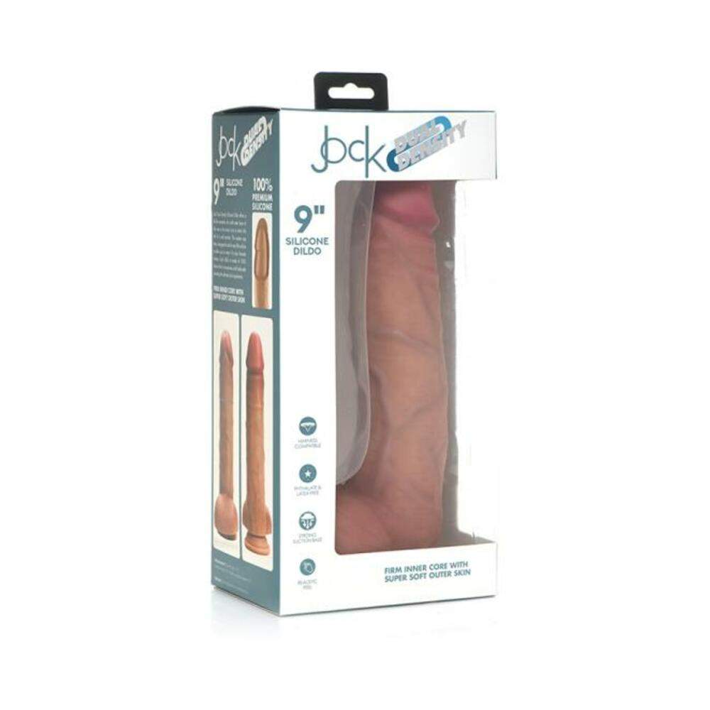 Jock Dual Density Silicone Dildo With Balls 9in Light