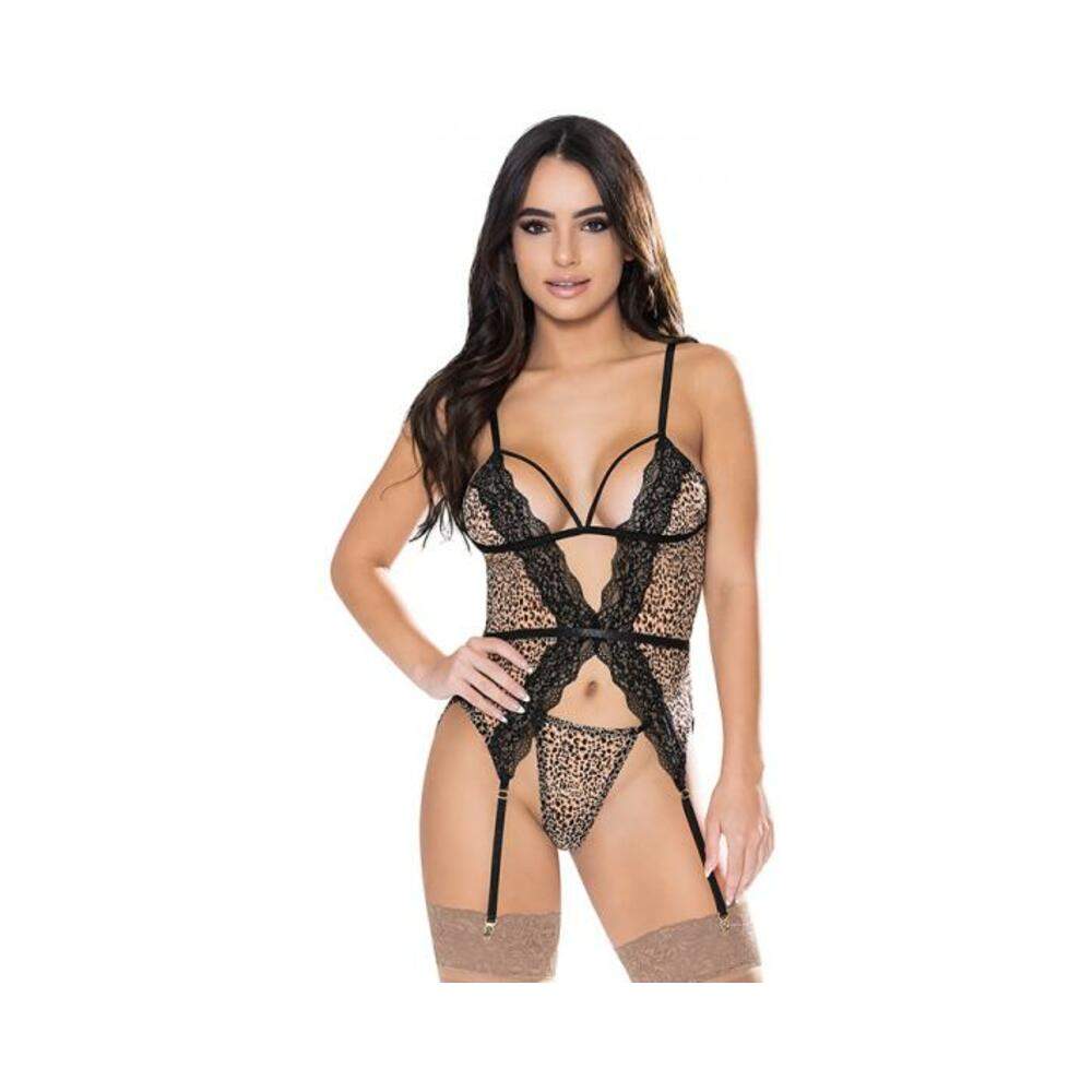 Magic Silk Purrrfect Basque & Thong Set Leopard L/xl