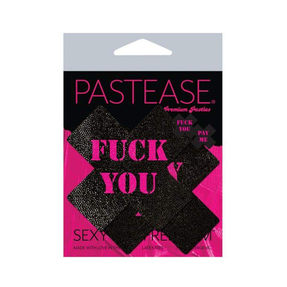 Pastease Fuck You Pay Me Cross - Black/pink O/s
