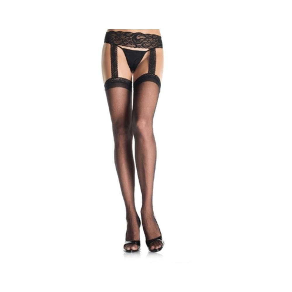 Sheer Thigh High Lace Garter Os Black