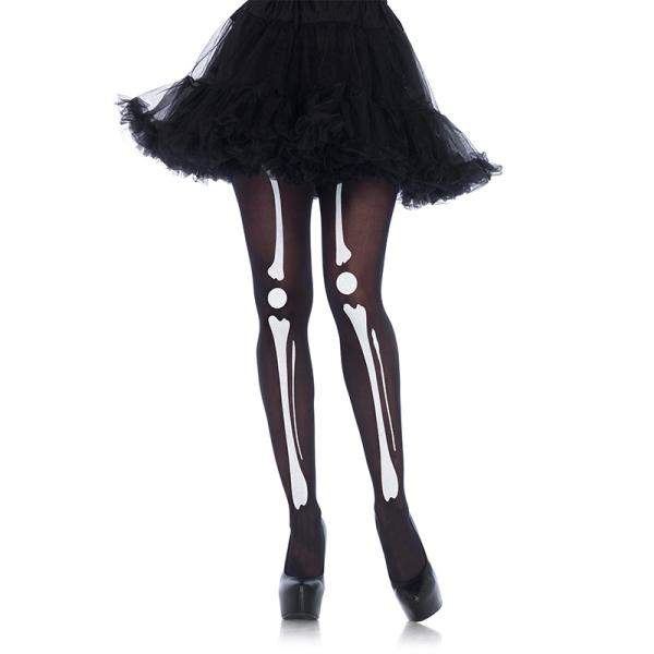 Skeleton Print Tights Os Blk/wht