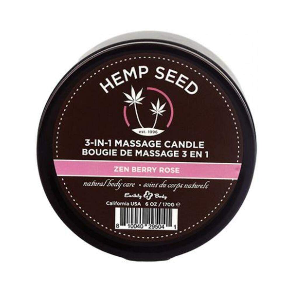 Earthly Body Suntouched Hemp Candle - 6 Oz Round Tin Zen Berry Rose