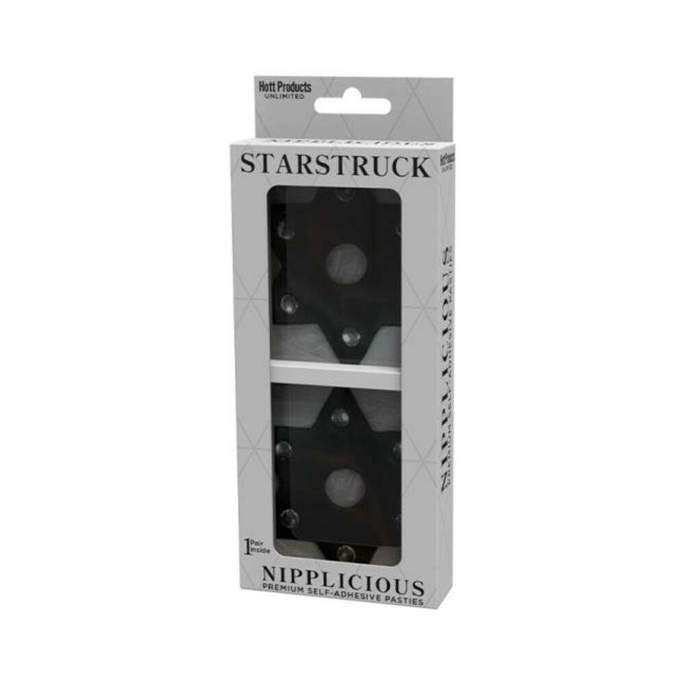 Nipplicious Starstruck Star-shaped Leather Pasties With Studs & Nipple Hole Black