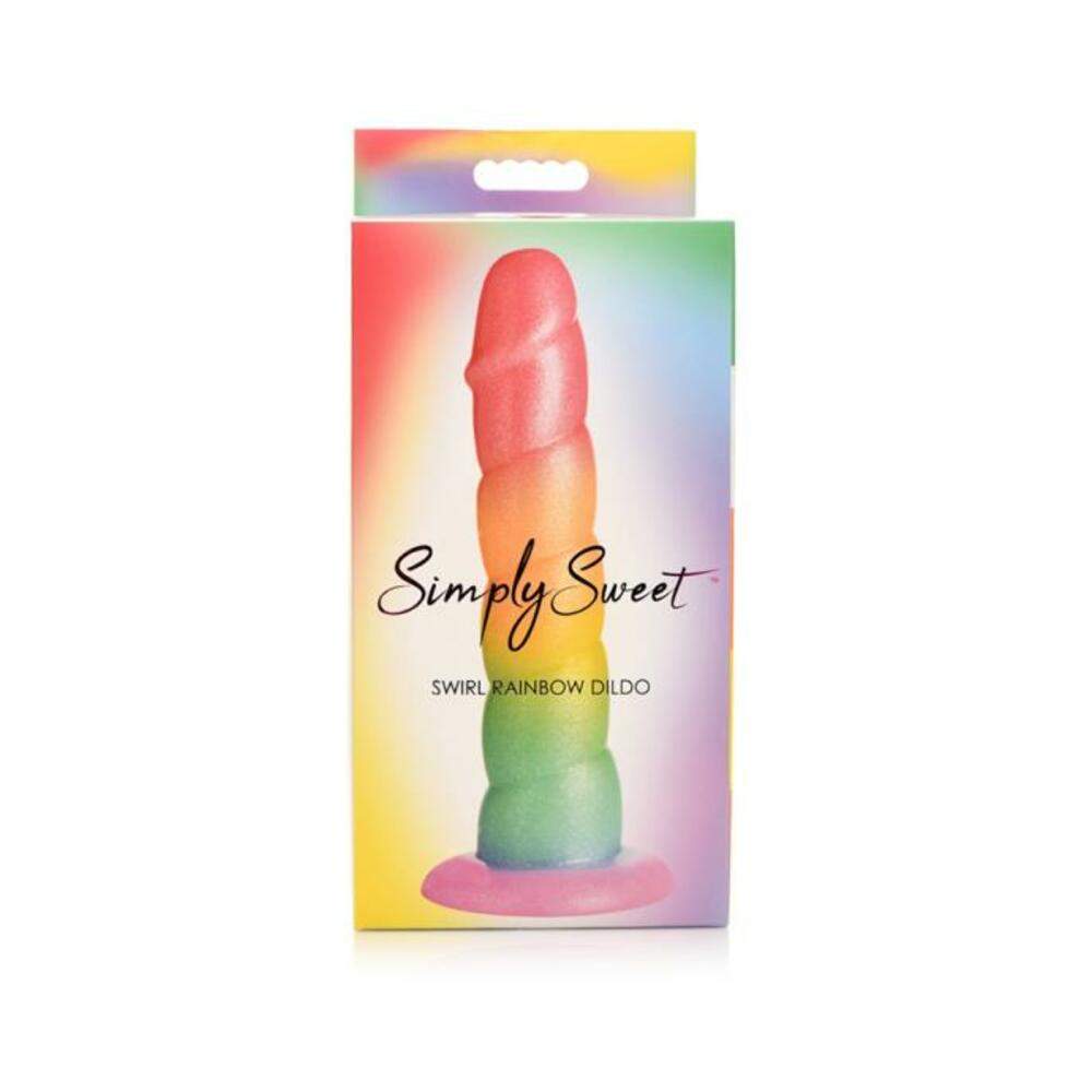 Simply Sweet Swirl 6.5 In. Silicone Dildo Rainbow