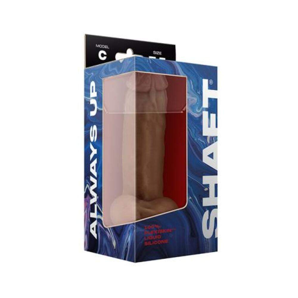 Shaft Model C 7.5 In. Dual Density Silicone Dildo With Balls & Suction Cup Oak