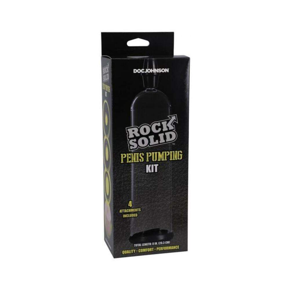 Rock Solid Penis Pumping Kit With 4 Attachments Black/clear