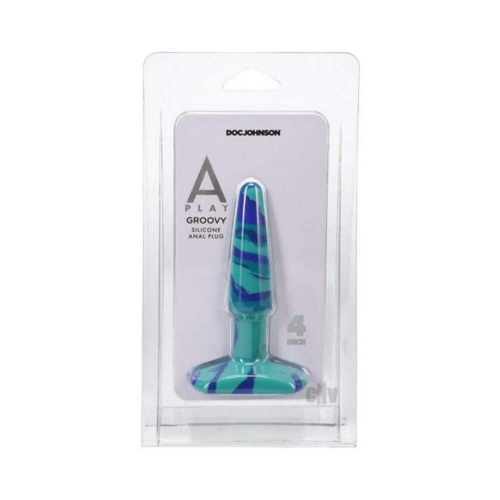 A-play Groovy 4 In. Silicone Anal Plug Ocean