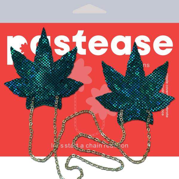 Shattered Glass Disco Ball Weed W Gold Chain Nipple Pasties