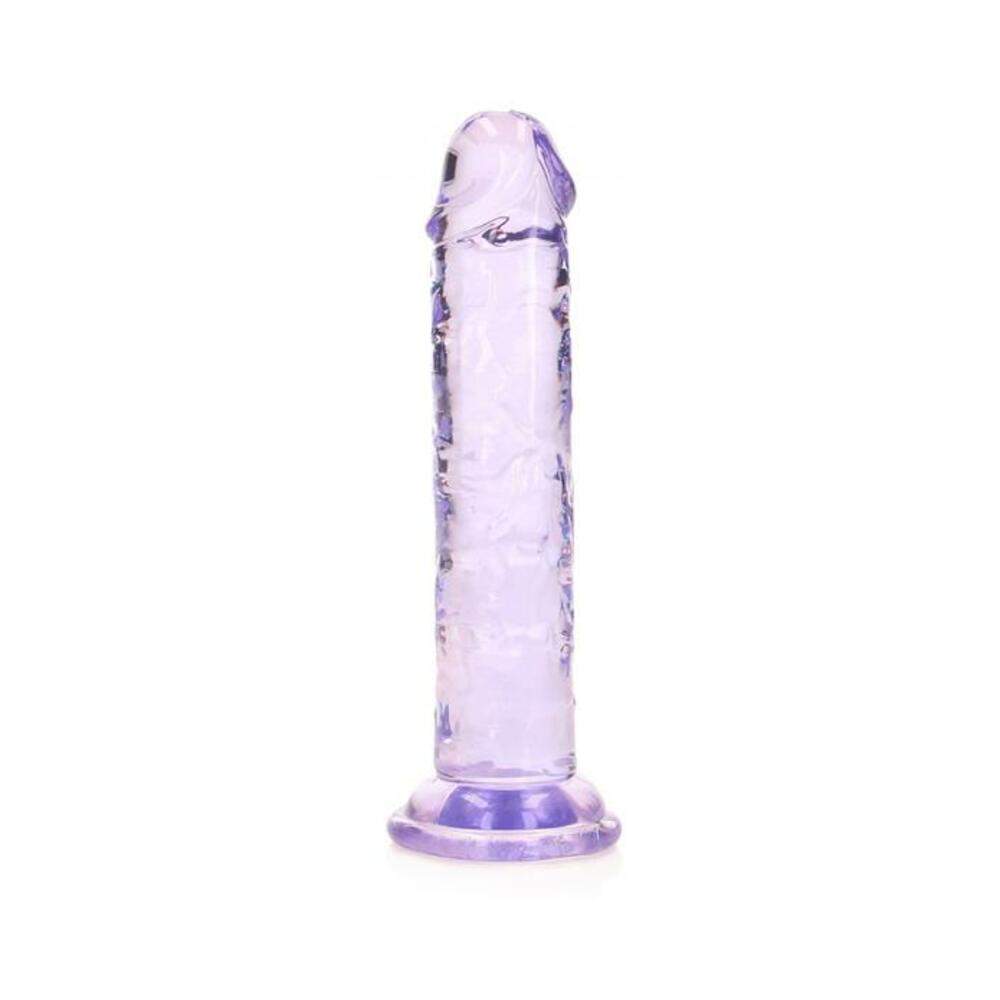 Realrock Crystal Clear Straight 6 In. Dildo Without Balls Purple