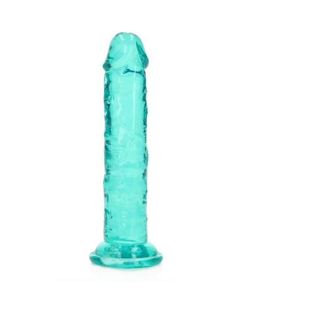 Realrock Crystal Clear Straight 6 In. Dildo Without Balls Turquoise