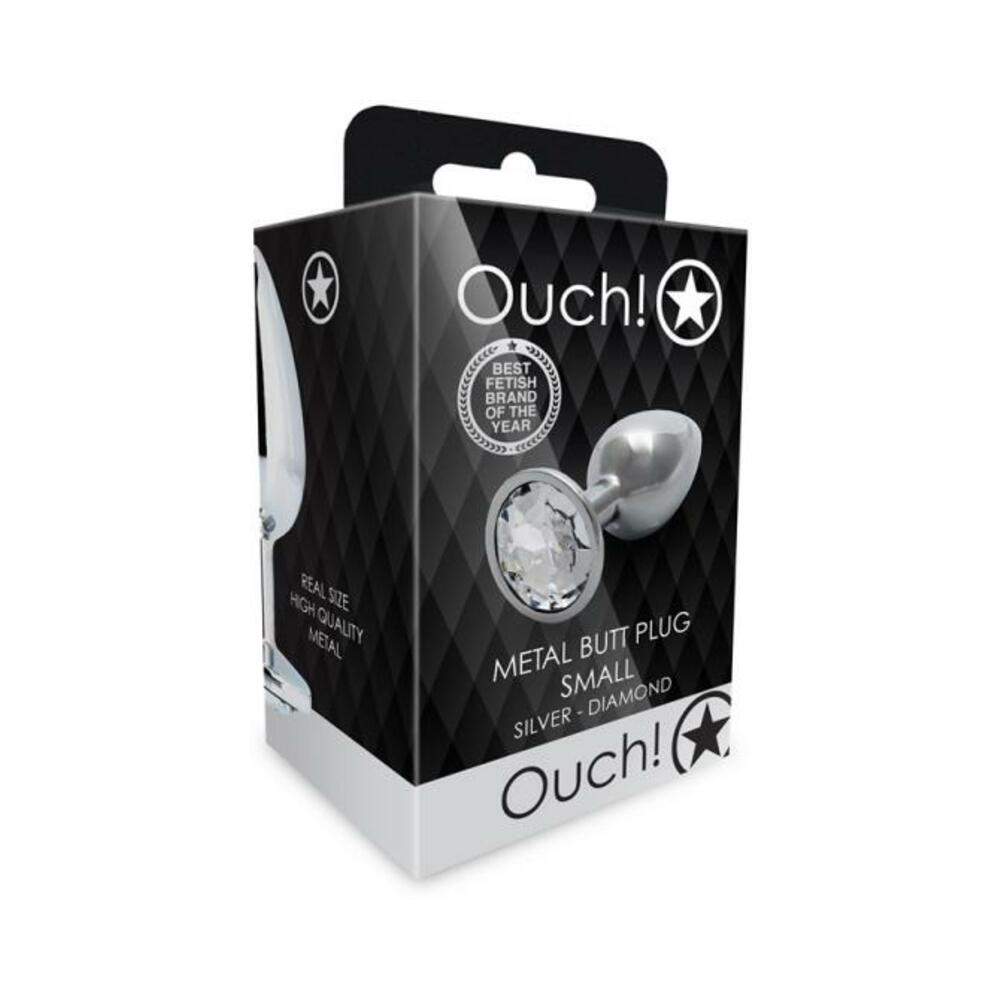 Shots Ouch! Round Gem Butt Plug Small Silver/diamond